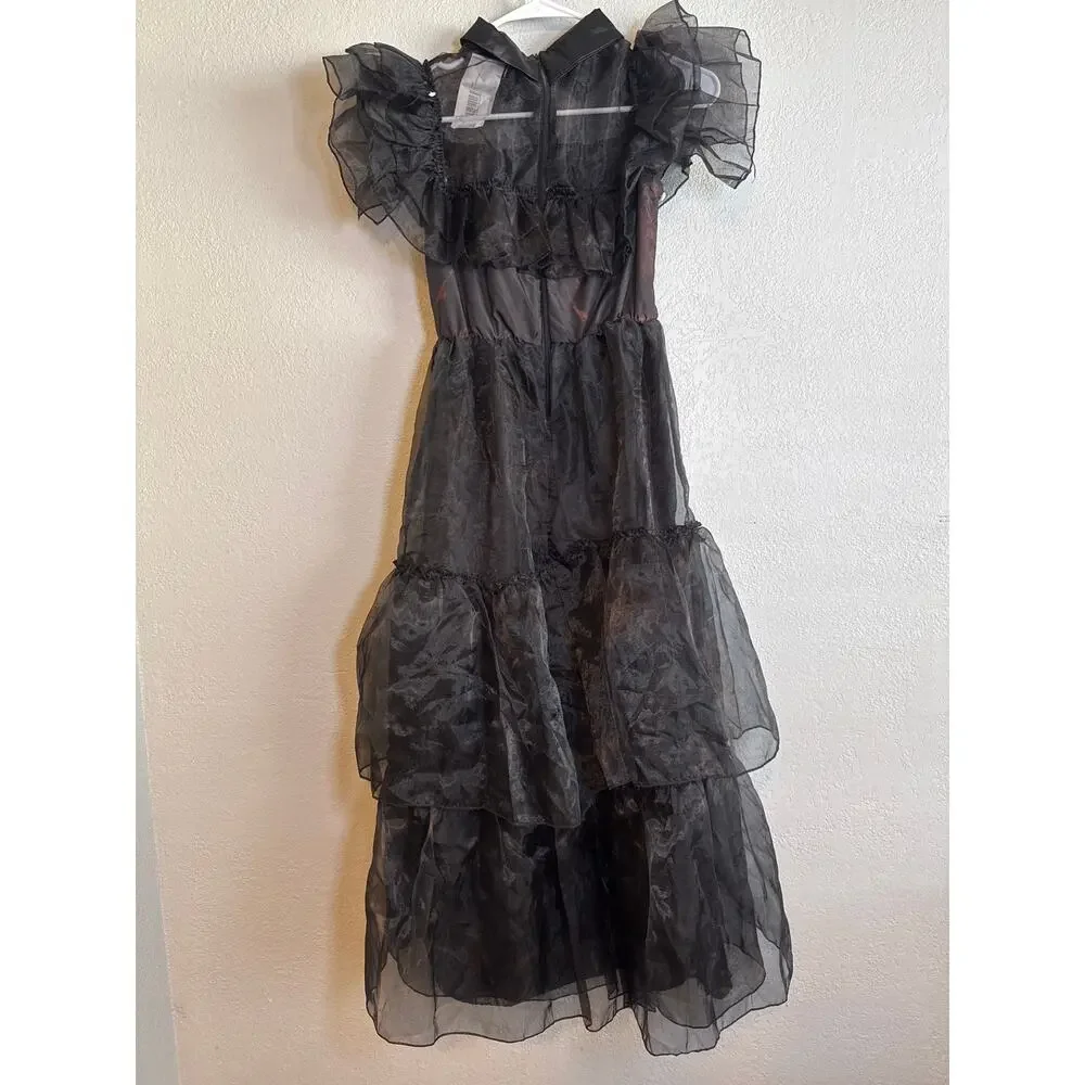 Wednesday Addams Rave'n Dance Costume Dress Nevermore Academy Black Girls Large